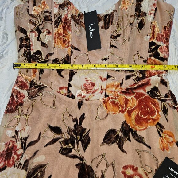 Lulus Composed Beauty Blush Pink Burnout Velvet Floral Midi Dress - NWT, Size S - Picture 7 of 9